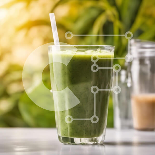 Σετ των 2 Intra Συλλεκτικό Ξύλινο Παζλ Plywood  4mm - Πράσινος χυμός με άχυρο στο τραπέζι Σε Ξύλινο Κουτί - Διαστάσεις: 10x10 cm – 25 κομμάτια