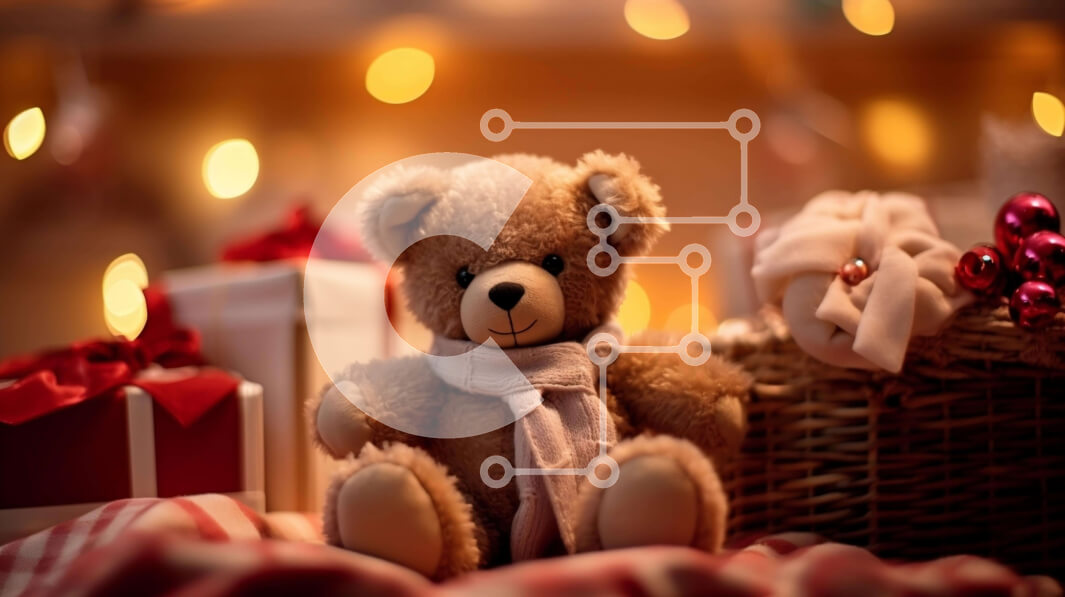 Intra Συλλεκτικό Ξύλινο Παζλ Plywood  4mm - Καφέ αρκουδάκι με δώρα και διακοσμητικά Σε Ξύλινο Κουτί - Διαστάσεις: 10x10 cm – 25 κομμάτια