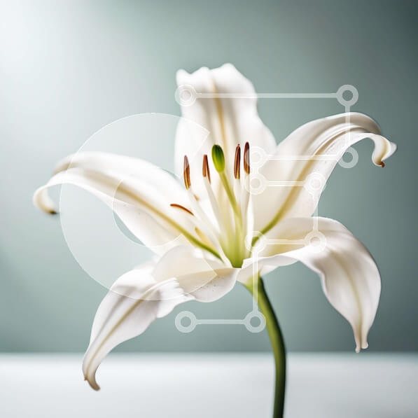 Intra Συλλεκτικό Ξύλινο Παζλ Plywood  4mm - Εκπληκτική εικόνα ενός λουλουδιού λευκού κρίνου σε γαλάζιο φόντο Σε Ξύλινο Κουτί - Διαστάσεις: 10x10 cm – 25 κομμάτια