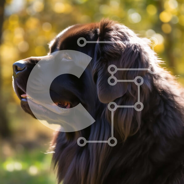 Intra Συλλεκτικό Ξύλινο Παζλ Plywood  4mm - Σοβαρό μαύρο σκυλί της Νέας Γης σε ένα χορταριασμένο χωράφι Σε Ξύλινο Κουτί - Διαστάσεις: 10x10 cm – 25 κομμάτια