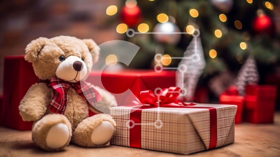 Intra Συλλεκτικό Ξύλινο Παζλ Plywood  4mm - Χριστουγεννιάτικο αρκουδάκι με κουτί δώρου και χριστουγεννιάτικο δέντρο Σε Ξύλινο Κουτί - Διαστάσεις: 10x10 cm – 25 κομμάτια