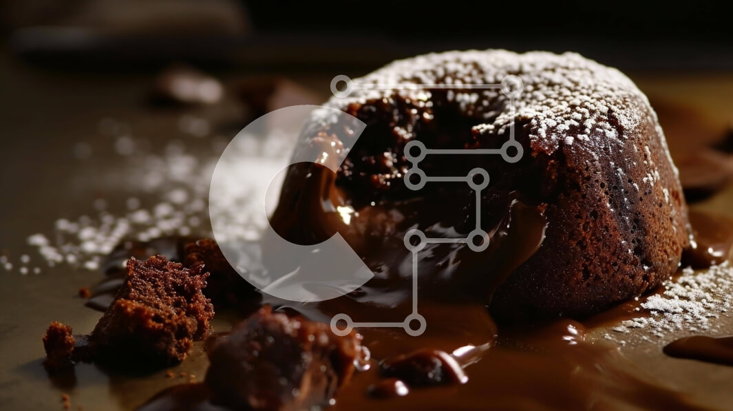 Σετ των 2 Intra Συλλεκτικό Ξύλινο Παζλ Plywood  4mm - Νόστιμο επιδόρπιο σοκολάτας με σάλτσα σοκολάτας και ζάχαρη άχνη Σε Ξύλινο Κουτί - Διαστάσεις: 10x10 cm – 25 κομμάτια