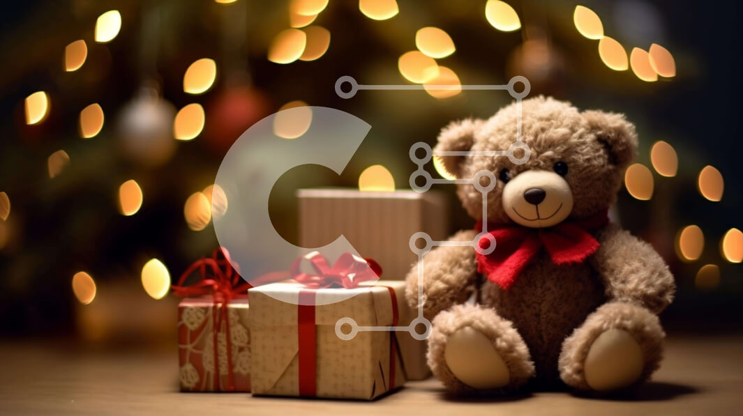 Intra Συλλεκτικό Ξύλινο Παζλ Plywood  4mm - Εορταστικό Χριστουγεννιάτικο αρκουδάκι με κουτιά δώρων και δέντρο Σε Ξύλινο Κουτί - Διαστάσεις: 10x10 cm – 25 κομμάτια