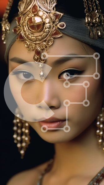 Intra Συλλεκτικό Ξύλινο Παζλ Plywood  4mm - Όμορφη εικόνα μιας νεαρής Ασιάτισσας με παραδοσιακή ενδυμασία Σε Ξύλινο Κουτί - Διαστάσεις Puzzle: 10x10 cm – 25 κομμάτια