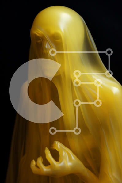 Intra Συλλεκτικό Ξύλινο Παζλ Plywood  4mm - Ημιδιαφανής κίτρινη φιγούρα με πέπλο από φάντασμα υλικό Σε Ξύλινο Κουτί - Διαστάσεις Puzzle: 10x10 cm – 25 κομμάτια