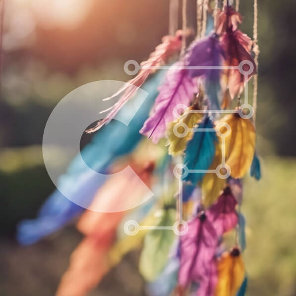 Intra Συλλεκτικό Ξύλινο Παζλ Plywood  4mm - Πολύχρωμα φτερά που κρέμονται σε κορδόνι Σε Ξύλινο Κουτί - Διαστάσεις: 10x10 cm – 25 κομμάτια