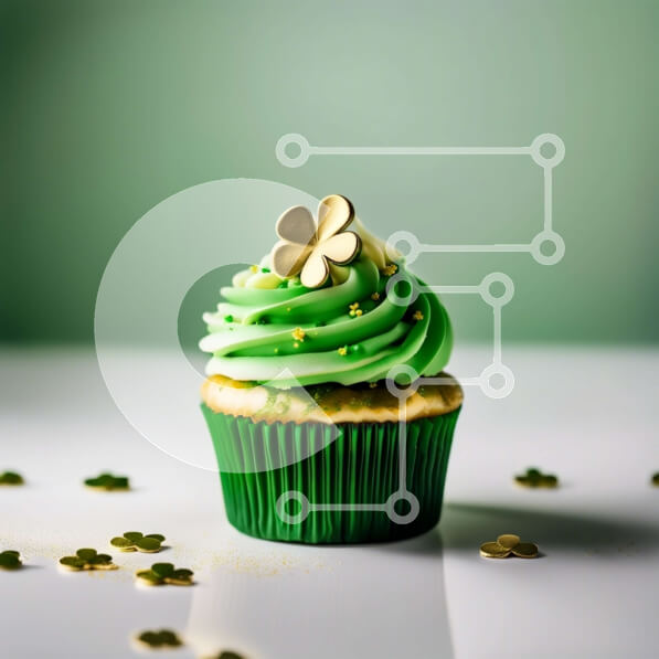 Σετ των 2 Intra Συλλεκτικό Ξύλινο Παζλ Plywood  4mm - Λαχταριστό πράσινο cupcake με διακοσμητικά από τριφύλλι Σε Ξύλινο Κουτί - Διαστάσεις: 10x10 cm – 25 κομμάτια