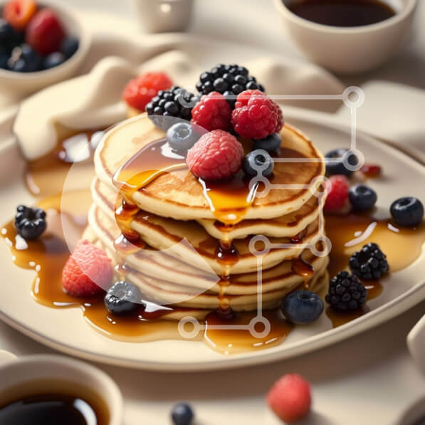 Σετ των 2 Intra Συλλεκτικό Ξύλινο Παζλ Plywood  4mm - Λαχταριστές τηγανίτες με φρέσκα μούρα και σιρόπι Σε Ξύλινο Κουτί - Διαστάσεις: 10x10 cm – 25 κομμάτια