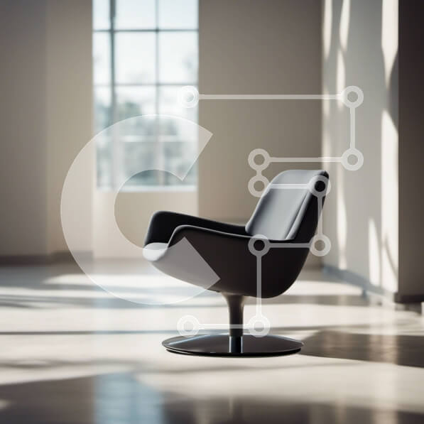 Intra Συλλεκτικό Ξύλινο Παζλ Plywood  4mm - Κομψή και μινιμαλιστική μαύρη πολυθρόνα σε ένα φωτεινό δωμάτιο Σε Ξύλινο Κουτί - Διαστάσεις Puzzle: 10x10 cm – 25 κομμάτια