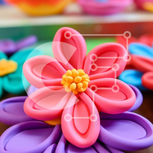 Intra Συλλεκτικό Ξύλινο Παζλ Plywood  4mm - Πολύχρωμα πλαστικά λουλούδια τοποθετημένα σε κύκλο Σε Ξύλινο Κουτί - Διαστάσεις Puzzle: 10x10 cm – 25 κομμάτια