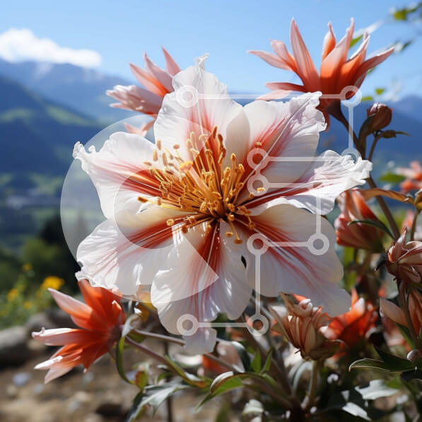 Intra Συλλεκτικό Ξύλινο Παζλ Plywood  4mm - Όμορφη εικόνα ενός λουλουδιού στα βουνά μια ηλιόλουστη μέρα Σε Ξύλινο Κουτί - Διαστάσεις: 10x10 cm – 25 κομμάτια