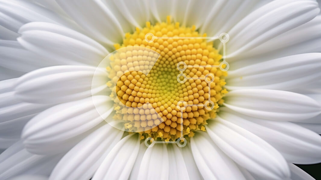 Intra Συλλεκτικό Ξύλινο Παζλ Plywood  4mm - Κοντινό πλάνο ενός σπειροειδούς λευκού λουλουδιού μαργαρίτας Σε Ξύλινο Κουτί - Διαστάσεις: 10x10 cm – 25 κομμάτια