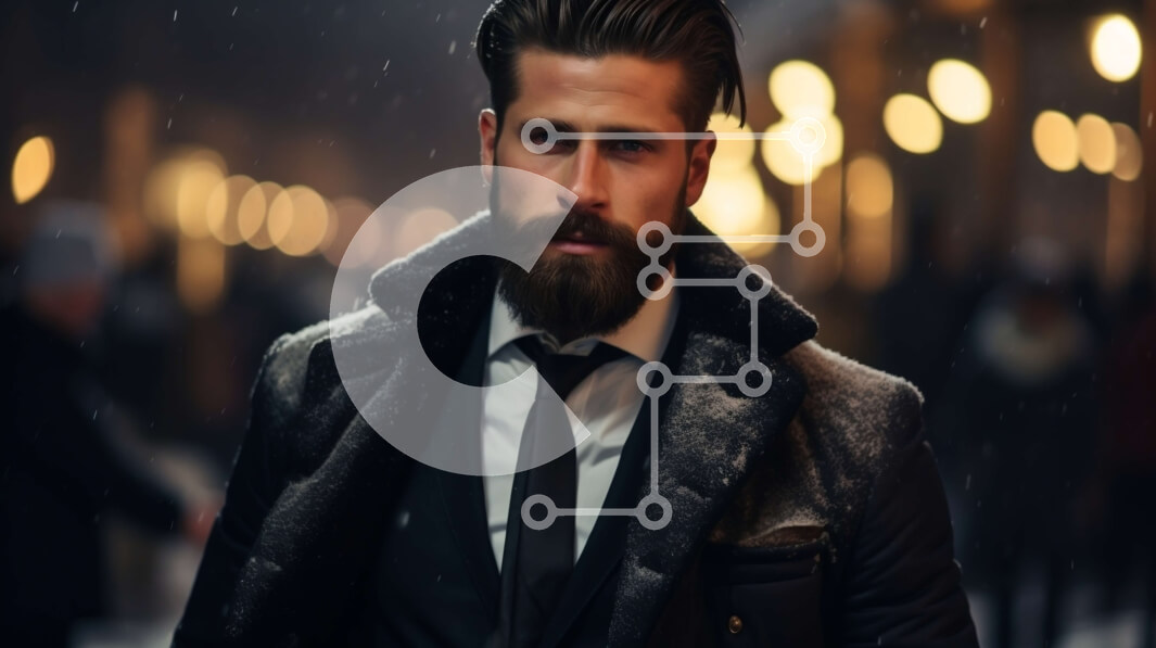 Intra Συλλεκτικό Ξύλινο Παζλ Plywood  4mm - Άνδρας με μαύρο παλτό που στέκεται στη Snowy Street τη νύχτα Σε Ξύλινο Κουτί - Διαστάσεις Puzzle: 10x10 cm – 25 κομμάτια