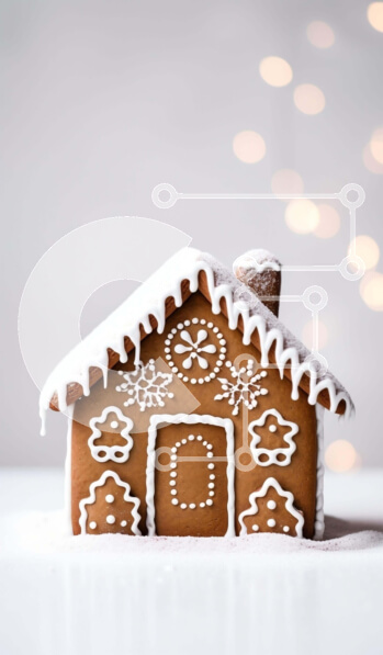 Intra Συλλεκτικό Ξύλινο Παζλ Plywood  4mm - Gingerbread House Διακοσμημένο με γλάσο και νιφάδες χιονιού Σε Ξύλινο Κουτί - Διαστάσεις: 10x10 cm – 25 κομμάτια