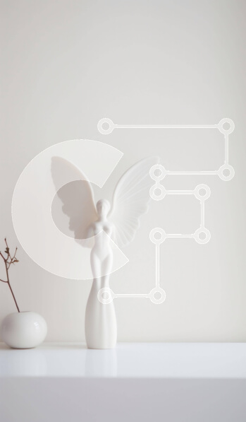 Intra Συλλεκτικό Ξύλινο Παζλ Plywood  4mm - Ειδώλιο λευκών φτερών αγγέλου στο τραπέζι Σε Ξύλινο Κουτί - Διαστάσεις Puzzle: 10x10 cm – 25 κομμάτια