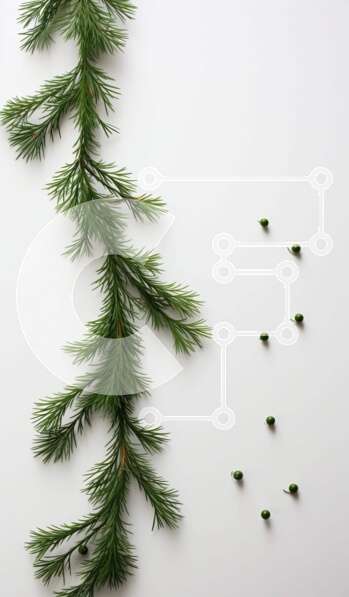 Σετ των 2 Intra Συλλεκτικό Ξύλινο Παζλ Plywood  4mm - Κλάδος πράσινου πεύκου σε άσπρο φόντο Σε Ξύλινο Κουτί - Διαστάσεις: 10x10 cm – 25 κομμάτια