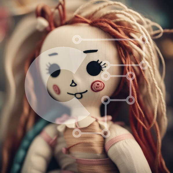 Intra Συλλεκτικό Ξύλινο Παζλ Plywood  4mm - Αξιολάτρευτη εικόνα κούκλας με κόκκινα μαλλιά και μπλε μάτια Σε Ξύλινο Κουτί - Διαστάσεις: 10x10 cm – 25 κομμάτια