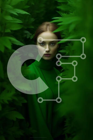 Σετ των 2 Intra Συλλεκτικό Ξύλινο Παζλ Plywood  4mm - Κυκλοθυμική εικόνα της γυναίκας σε ένα πυκνό δάσος Σε Ξύλινο Κουτί - Διαστάσεις: 10x10 cm – 25 κομμάτια