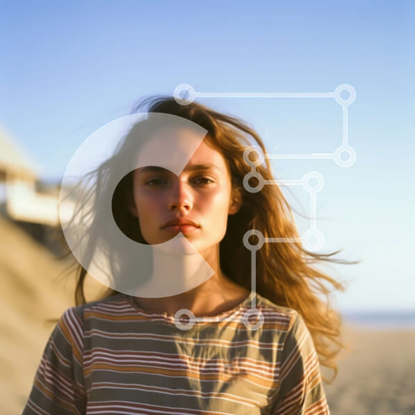 Intra Συλλεκτικό Ξύλινο Παζλ Plywood  4mm - Νεαρή γυναίκα στην παραλία με μπλε ουρανό Σε Ξύλινο Κουτί - Διαστάσεις Puzzle: 10x10 cm – 25 κομμάτια