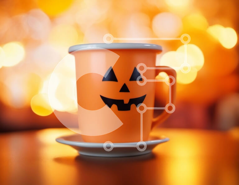 Intra Συλλεκτικό Ξύλινο Παζλ Plywood  4mm - Πορτοκαλί κούπα κολοκύθας για το Halloween Σε Ξύλινο Κουτί - Διαστάσεις Puzzle: 10x10 cm – 25 κομμάτια