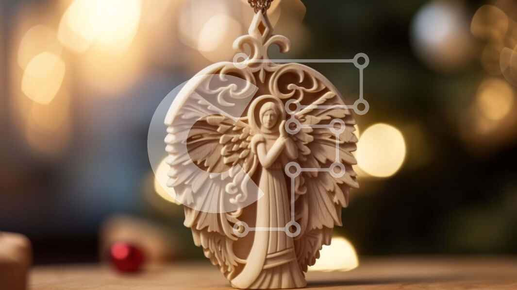 Intra Συλλεκτικό Ξύλινο Παζλ Plywood  4mm - Ξύλινο ειδώλιο αγγέλου με χριστουγεννιάτικα στολίδια Σε Ξύλινο Κουτί - Διαστάσεις: 10x10 cm – 25 κομμάτια