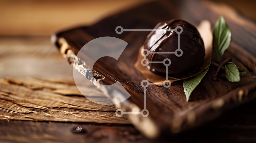 Σετ των 2 Intra Συλλεκτικό Ξύλινο Παζλ Plywood  4mm - Σοκολατένια μπάλα σε οβάλ ξύλινο πιάτο με φύλλα Σε Ξύλινο Κουτί - Διαστάσεις: 10x10 cm – 25 κομμάτια