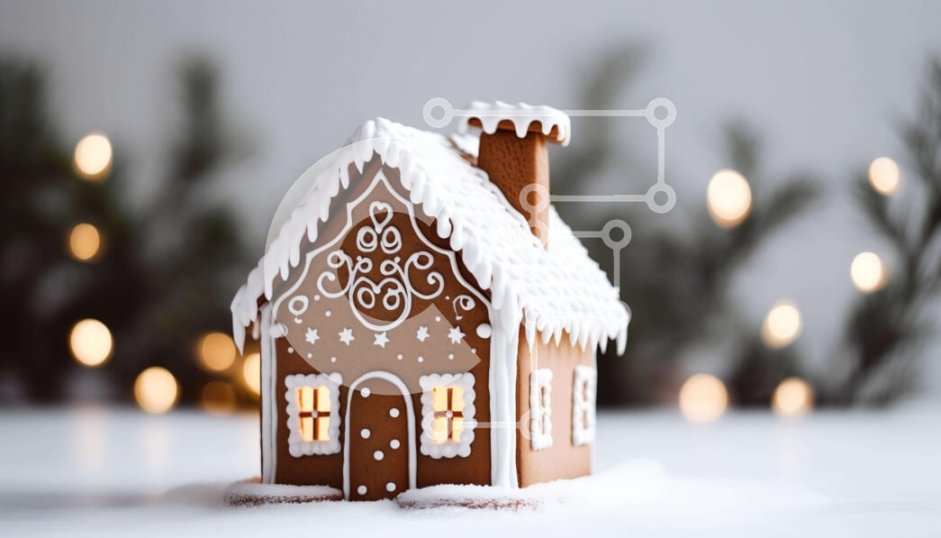 Intra Συλλεκτικό Ξύλινο Παζλ Plywood  4mm - Μικρό μελόψωμο σπίτι διακοσμημένο για τις γιορτές Σε Ξύλινο Κουτί - Διαστάσεις: 10x10 cm – 25 κομμάτια