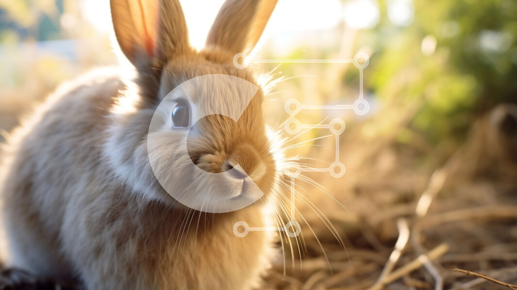 Σετ των 2 Intra Συλλεκτικό Ξύλινο Παζλ Plywood  4mm - Χαριτωμένη εικόνα ενός περίεργου κουνελιού σε ένα ηλιόλουστο πεδίο Σε Ξύλινο Κουτί - Διαστάσεις: 10x10 cm – 25 κομμάτια