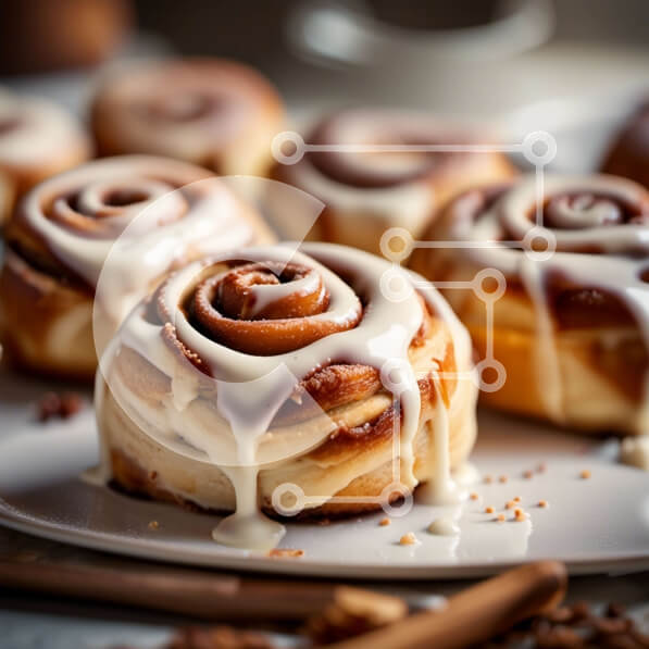 Σετ των 2 Intra Συλλεκτικό Ξύλινο Παζλ Plywood  4mm - Λαχταριστό πιάτο ρολά κανέλας με κρέμα τυριού παγωμένο Σε Ξύλινο Κουτί - Διαστάσεις: 10x10 cm – 25 κομμάτια