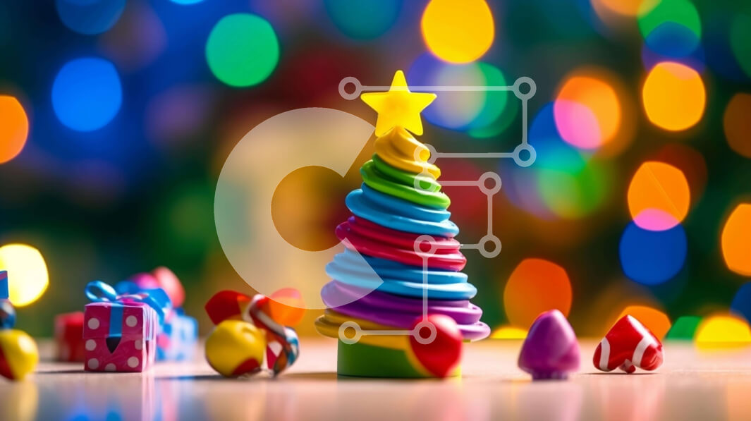 Intra Συλλεκτικό Ξύλινο Παζλ Plywood  4mm - Πολύχρωμο παιχνίδι Χριστουγεννιάτικο δέντρο με δώρα και στολίδια Σε Ξύλινο Κουτί - Διαστάσεις: 10x10 cm – 25 κομμάτια