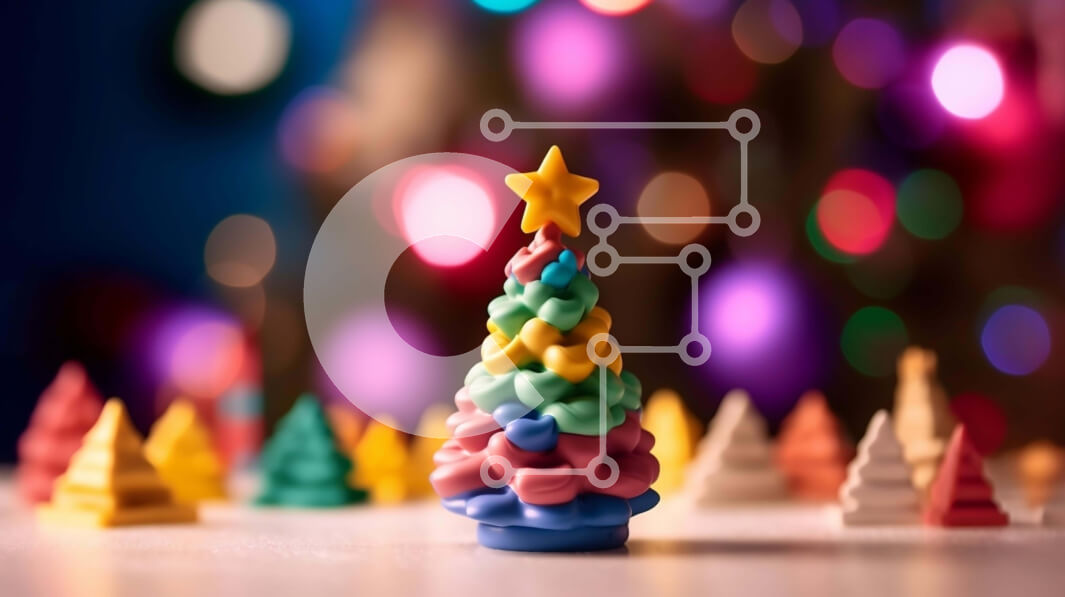 Intra Συλλεκτικό Ξύλινο Παζλ Plywood  4mm - Πολύχρωμο χριστουγεννιάτικο δέντρο με πήλινα στολίδια Σε Ξύλινο Κουτί - Διαστάσεις: 10x10 cm – 25 κομμάτια