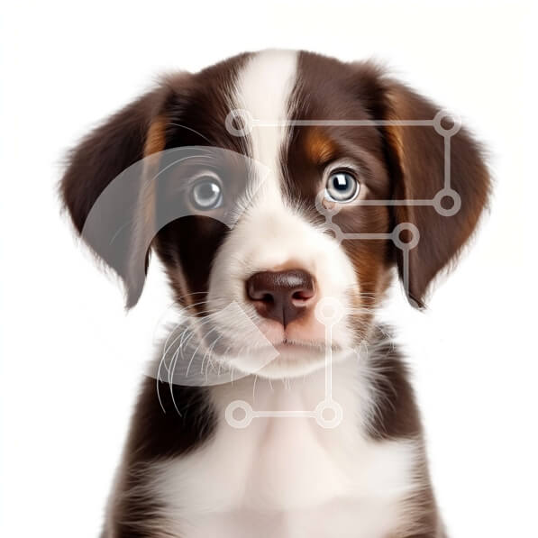 Intra Συλλεκτικό Ξύλινο Παζλ Plywood  4mm - Χαριτωμένο καφέ και λευκό κουτάβι με περίεργη έκφραση Σε Ξύλινο Κουτί - Διαστάσεις: 10x10 cm – 25 κομμάτια