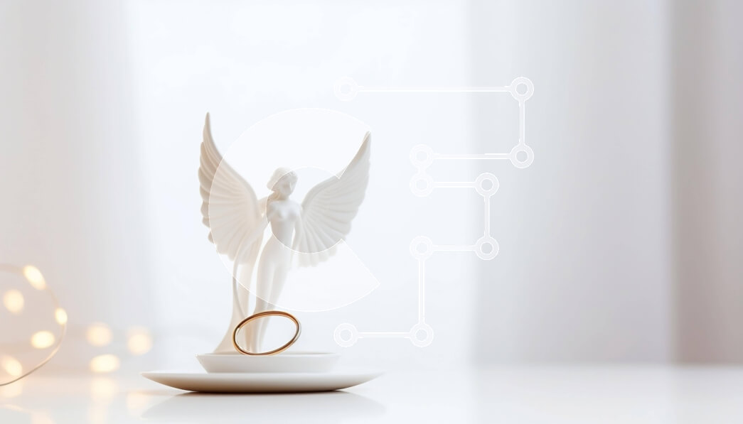 Intra Συλλεκτικό Ξύλινο Παζλ Plywood  4mm - Ειδώλιο αγγέλου με χρυσή βέρα στο τραπέζι Σε Ξύλινο Κουτί - Διαστάσεις: 10x10 cm – 25 κομμάτια