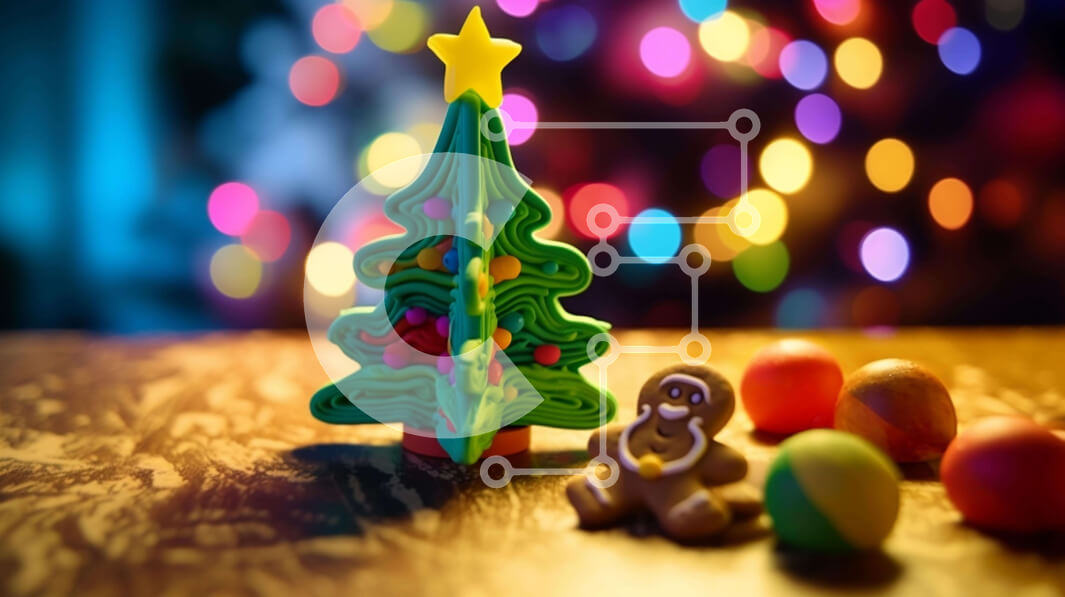 Intra Συλλεκτικό Ξύλινο Παζλ Plywood  4mm - Παιχνίδι Χριστουγεννιάτικο δέντρο σε διακοσμητικό ξύλινο τραπέζι Σε Ξύλινο Κουτί - Διαστάσεις: 10x10 cm – 25 κομμάτια