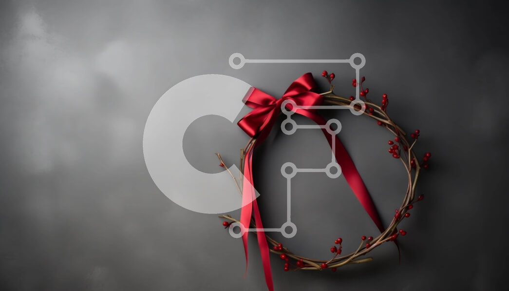 Intra Συλλεκτικό Ξύλινο Παζλ Plywood  4mm - Κόκκινο μούρο και στεφάνι κορδέλας σε σκούρο φόντο Σε Ξύλινο Κουτί - Διαστάσεις Puzzle: 10x10 cm – 25 κομμάτια