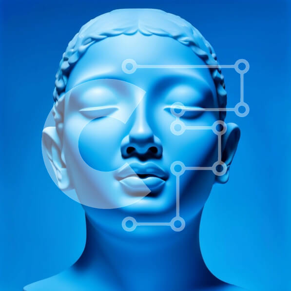 Intra Συλλεκτικό Ξύλινο Παζλ Plywood  4mm - Όμορφο μπλε άγαλμα μιας γαλήνιας γυναίκας Σε Ξύλινο Κουτί - Διαστάσεις Puzzle: 10x10 cm – 25 κομμάτια