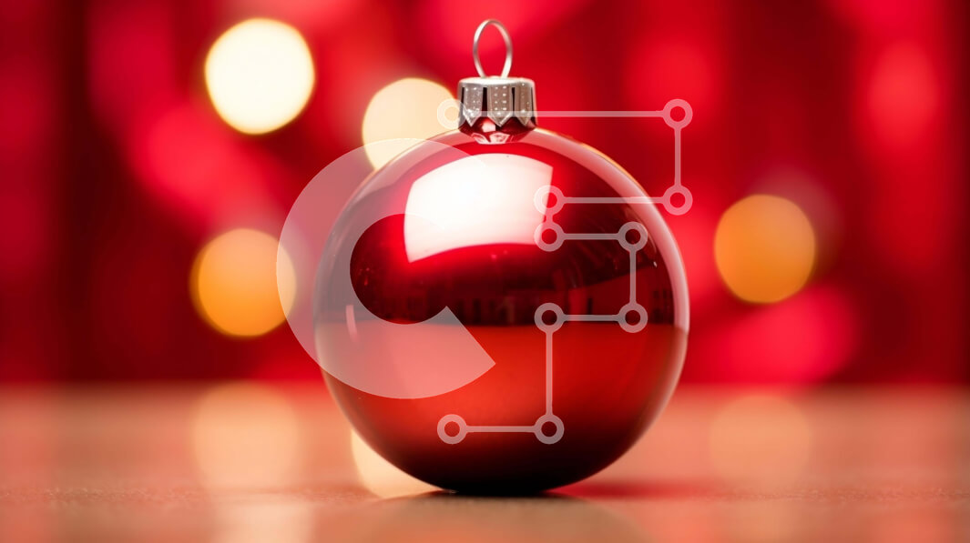 Intra Συλλεκτικό Ξύλινο Παζλ Plywood  4mm - Κόκκινη μπάλα στολίδι με θολά φώτα φόντο Σε Ξύλινο Κουτί - Διαστάσεις: 10x10 cm – 25 κομμάτια