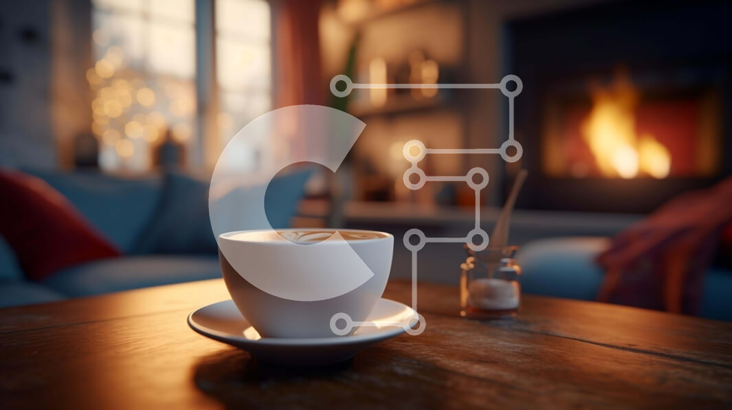 Intra Συλλεκτικό Ξύλινο Παζλ Plywood  4mm - Άνετο φλιτζάνι καφέ δίπλα στο τζάκι Σε Ξύλινο Κουτί - Διαστάσεις Puzzle: 10x10 cm – 25 κομμάτια