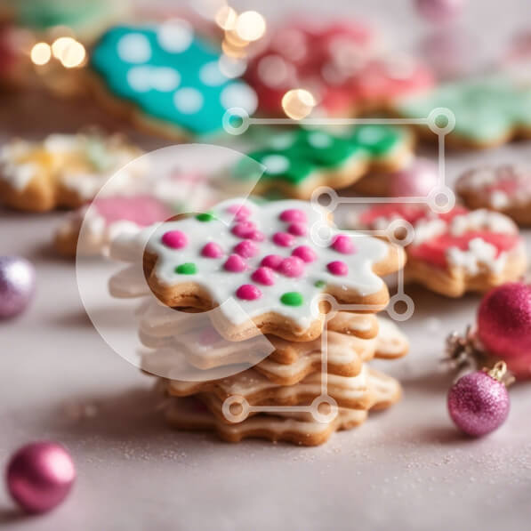 Σετ των 2 Intra Συλλεκτικό Ξύλινο Παζλ Plywood  4mm - Στοίβα διακοσμημένα γιορτινά μπισκότα με στολίδια Σε Ξύλινο Κουτί - Διαστάσεις: 10x10 cm – 25 κομμάτια