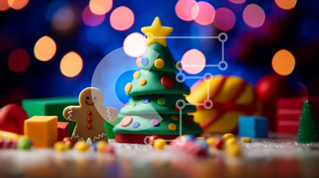 Intra Συλλεκτικό Ξύλινο Παζλ Plywood  4mm - Εορταστικές γιορτινές διακοσμήσεις με χριστουγεννιάτικο δέντρο παιχνιδιών και μπισκότα μελόψωμο Σε Ξύλινο Κουτί - Διαστάσεις: 10x10 cm – 25 κομμάτια