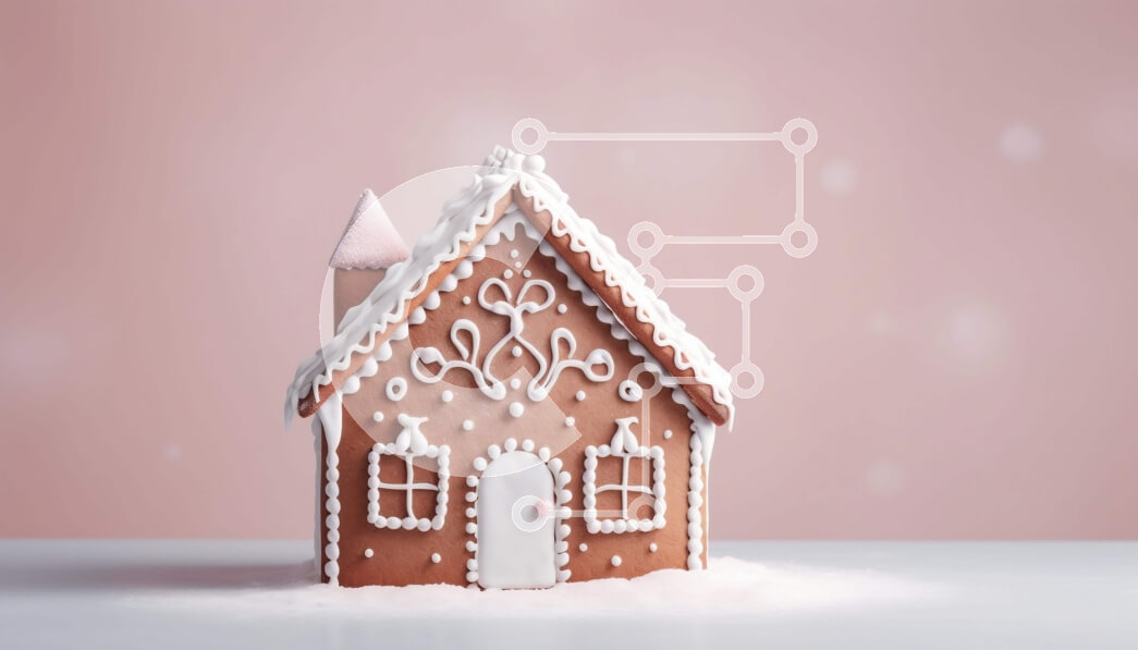 Intra Συλλεκτικό Ξύλινο Παζλ Plywood  4mm - Σπίτι με μελόψωμο με πάγωμα και νιφάδες χιονιού Σε Ξύλινο Κουτί - Διαστάσεις: 10x10 cm – 25 κομμάτια