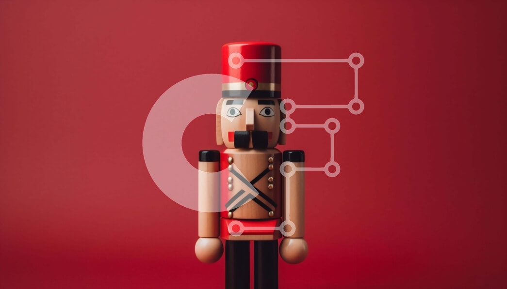 Intra Συλλεκτικό Ξύλινο Παζλ Plywood  4mm - Ξύλινο παιχνίδι καρυοθραύστη σε κόκκινο φόντο Σε Ξύλινο Κουτί - Διαστάσεις Puzzle: 10x10 cm – 25 κομμάτια