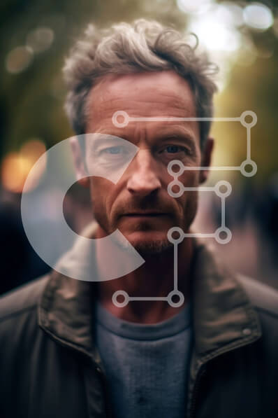 Intra Συλλεκτικό Ξύλινο Παζλ Plywood  4mm - Κοντινό πλάνο πορτρέτο ενός άνδρα σε εξωτερικούς χώρους Σε Ξύλινο Κουτί - Διαστάσεις Puzzle: 10x10 cm – 25 κομμάτια