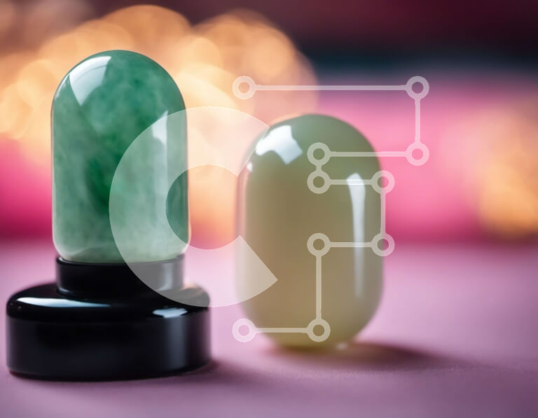 Intra Συλλεκτικό Ξύλινο Παζλ Plywood  4mm - Πράσινη πέτρα σε μαύρη επιφάνεια Σε Ξύλινο Κουτί - Διαστάσεις: 10x10 cm – 25 κομμάτια