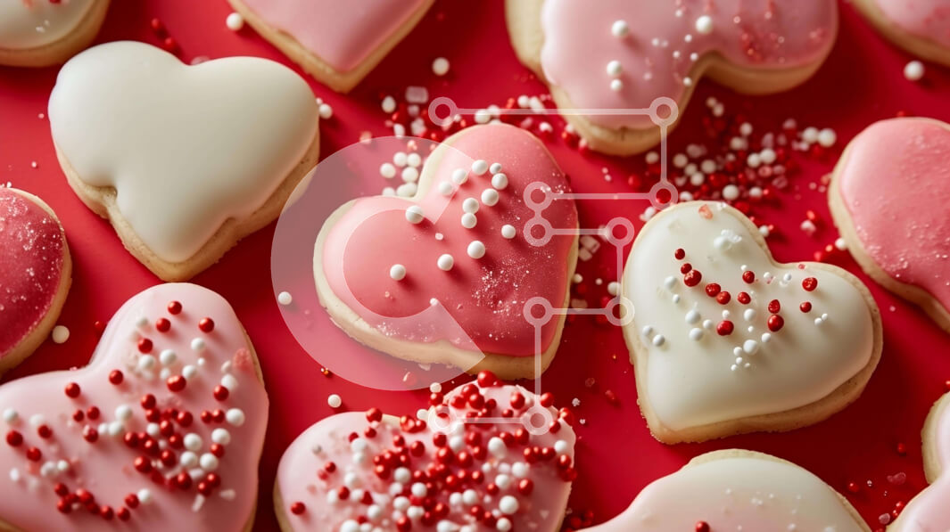 Σετ των 2 Intra Συλλεκτικό Ξύλινο Παζλ Plywood  4mm - Μπισκότα σε σχήμα καρδιάς με ροζ και λευκό παγωμένο και πασπάλισμα Σε Ξύλινο Κουτί - Διαστάσεις: 10x10 cm – 25 κομμάτια