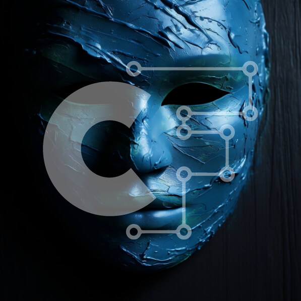 Intra Συλλεκτικό Ξύλινο Παζλ Plywood  4mm - Αφηρημένη μπλε μάσκα με περίπλοκα σχέδια - σκοτεινή και μυστηριώδης Σε Ξύλινο Κουτί - Διαστάσεις Puzzle: 10x10 cm – 25 κομμάτια