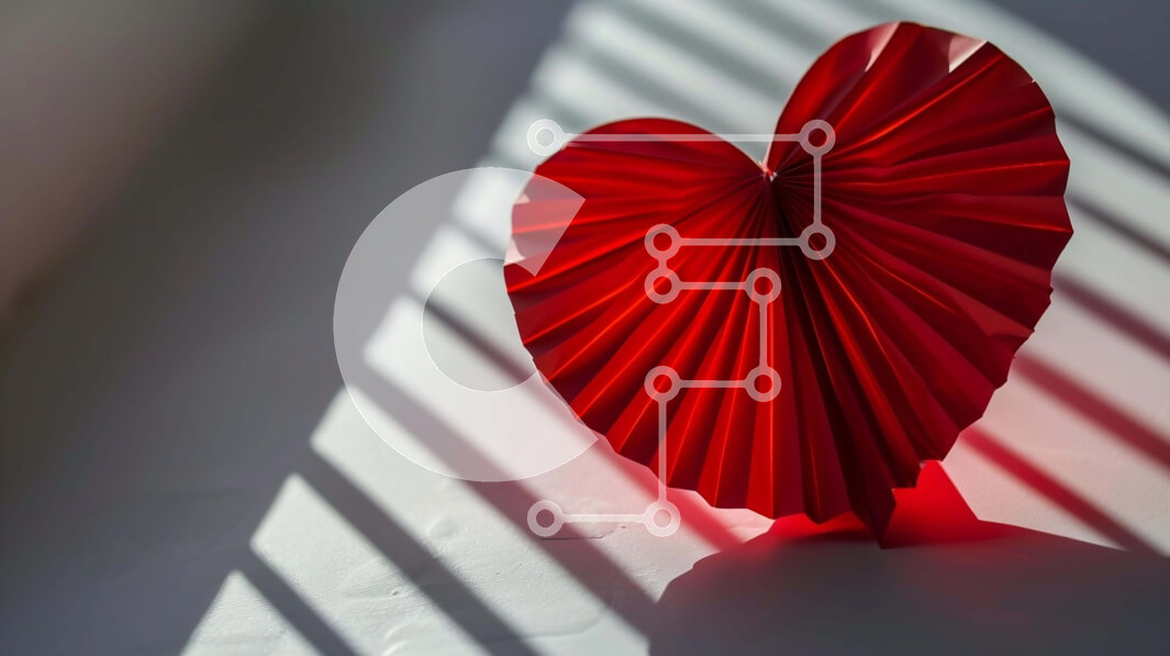 Intra Συλλεκτικό Ξύλινο Παζλ Plywood  4mm - Κόκκινο χάρτινο γλυπτό Origami σε σχήμα καρδιάς Σε Ξύλινο Κουτί - Διαστάσεις Puzzle: 10x10 cm – 25 κομμάτια