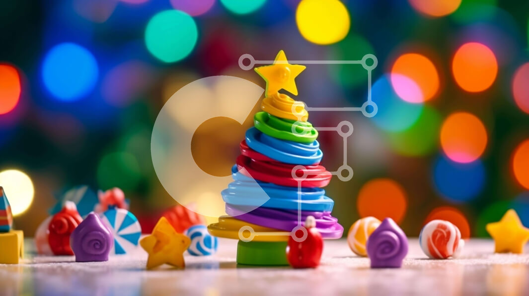 Intra Συλλεκτικό Ξύλινο Παζλ Plywood  4mm - Πολύχρωμη καραμέλα διακόσμηση Χριστουγεννιάτικου δέντρου Σε Ξύλινο Κουτί - Διαστάσεις: 10x10 cm – 25 κομμάτια