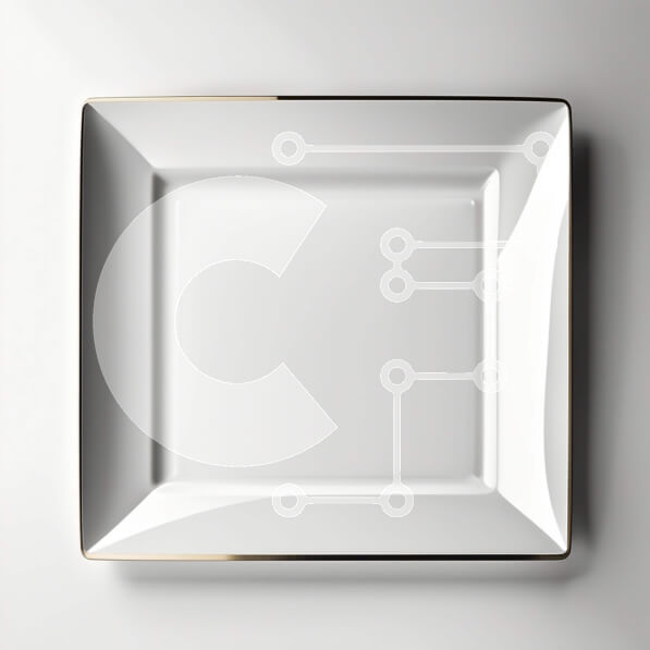 Intra Συλλεκτικό Ξύλινο Παζλ Plywood  4mm - Κομψό λευκό πιάτο με χρυσό χείλος σε μοντέρνο γκρι φόντο Σε Ξύλινο Κουτί - Διαστάσεις: 10x10 cm – 25 κομμάτια