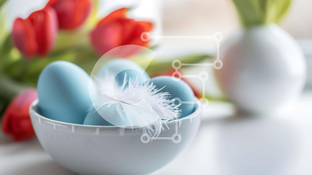 Intra Συλλεκτικό Ξύλινο Παζλ Plywood  4mm - Πασχαλινά αυγά και τουλίπες στο τραπέζι Σε Ξύλινο Κουτί - Διαστάσεις: 10x10 cm – 25 κομμάτια